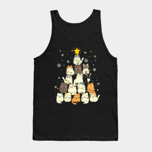 Funny Cats Christmas Tree Tank Top